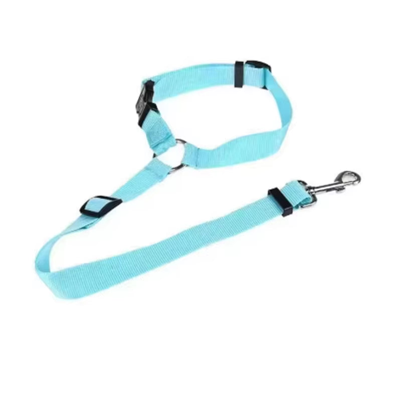 Solid Color Pet Car Seat Belt Nylon Lead Leash Backseat Safety Belt Adjustable Dogs Harness Collar Pet Accessories