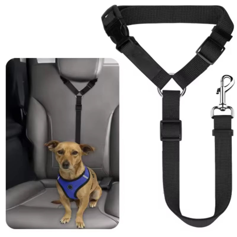Solid Color Pet Car Seat Belt Nylon Lead Leash Backseat Safety Belt Adjustable Dogs Harness Collar Pet Accessories